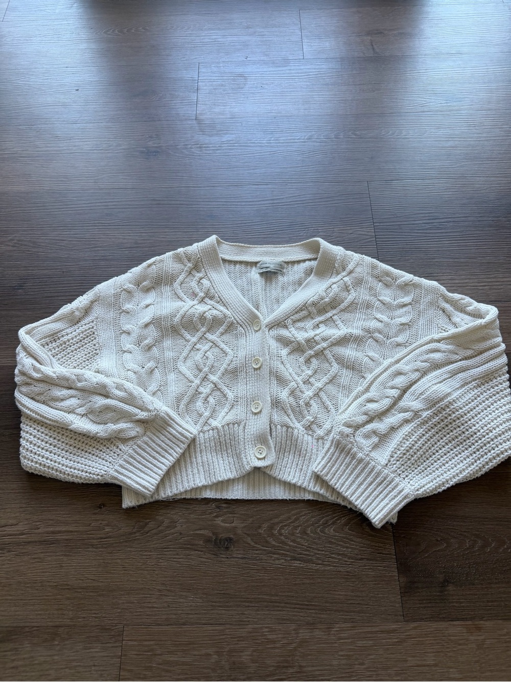 Cable Knit Cropped Cardigan Sweater